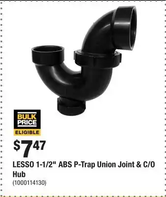 Home Depot LESSO 1-1/2 ABS P-Trap Union Joint & C/O Hub offer