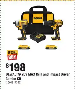 Home Depot DEWALT 20V MAX Drill and Impact Driver Combo Kit offer