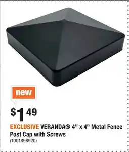 Home Depot EXCLUSIVE VERANDA 4 x 4 Metal Fence Post Cap with Screws offer