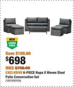 Home Depot EXCLUSIVE 6-PIECE Napa II Woven Steel Patio Conversation Set offer