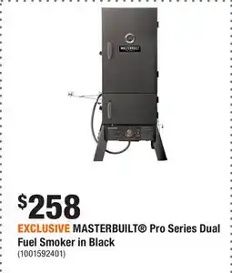 Home Depot EXCLUSIVE MASTERBUILT Pro Series Dual Fuel Smoker in Black offer