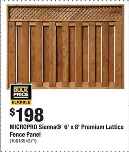 Home Depot MICROPRO Sienna 6' x 8' Premium Lattice Fence Panel offer