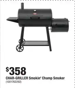 Home Depot CHAR-GRILLER Smokin' Champ Smoker offer