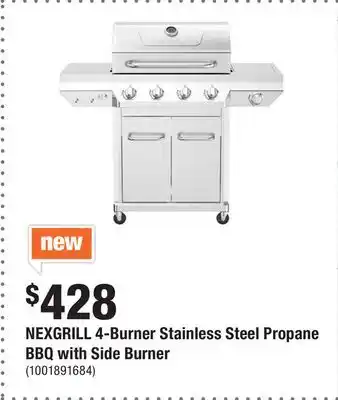 Home Depot NEXGRILL 4-Burner Stainless Steel Propane BBQ with Side Burner offer