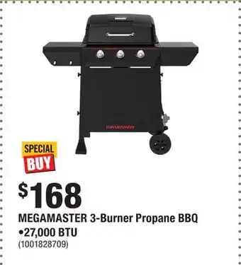 Home Depot MEGAMASTER 3-Burner Propane BBQ •27,000 BTU offer