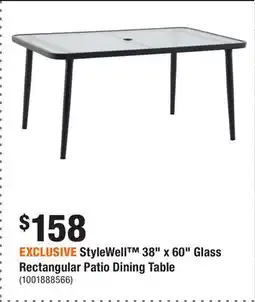Home Depot EXCLUSIVE StyleWell 38 x 60 Glass Rectangular Patio Dining Table offer