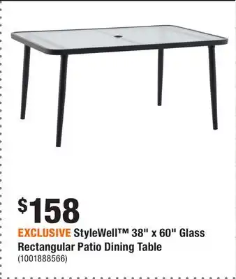 Home Depot EXCLUSIVE StyleWell 38 x 60 Glass Rectangular Patio Dining Table offer