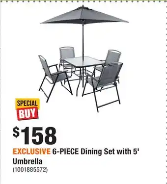 Home Depot EXCLUSIVE 6-PIECE Dining Set with 5' Umbrella offer