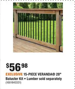 Home Depot EXCLUSIVE 15-PIECE VERANDA 28 Baluster Kit • Lumber sold separately offer