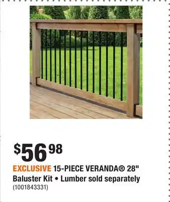 Home Depot EXCLUSIVE 15-PIECE VERANDA 28 Baluster Kit • Lumber sold separately offer