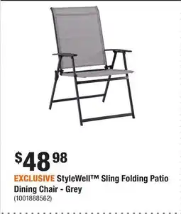Home Depot EXCLUSIVE StyleWell Sling Folding Patio Dining Chair - Grey offer