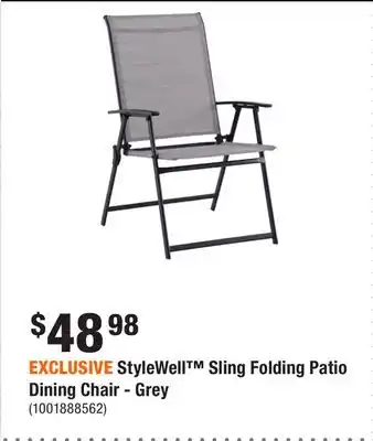Home Depot EXCLUSIVE StyleWell Sling Folding Patio Dining Chair - Grey offer