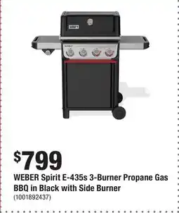 Home Depot WEBER Spirit E-435s 3-Burner Propane Gas BBQ in Black with Side Burner offer