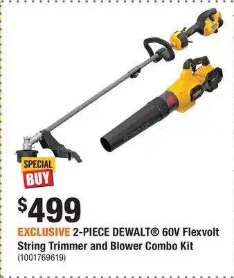 Home Depot EXCLUSIVE 2-PIECE DEWALT 60V Flexvolt String Trimmer and Blower Combo Kit offer