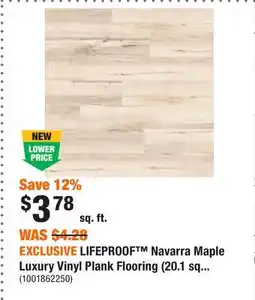 Home Depot EXCLUSIVE LIFEPROOF Navarra Maple Luxury Vinyl Plank Flooring (20.1 sq.ft./case) offer
