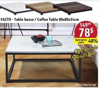 Sushi Shop FACTO - Table basse / Coffee Table 80x80x34cm offer