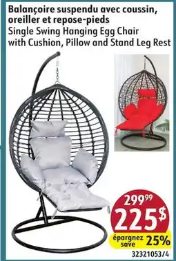 Sushi Shop Single Swing Hanging Egg Chair with Cushion, Pillow and Stand Leg Rest offer