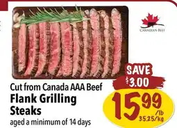 Farm Boy Cut from Canada AAA Beef Flank Grilling Steaks offer