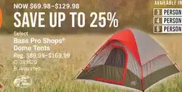 Cabela's Bass Pro Shops Dome Tents offer