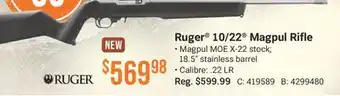 Cabela's Ruger 10/22 Magpul Rifle offer