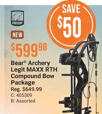 Cabela's Bear Archery Legit MAXX RTH Compound Bow Package offer