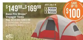 Cabela's Bass Pro Shops Voyager Tents offer
