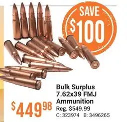 Cabela's Bulk Surplus 7.62x39 FMJ Ammunition offer