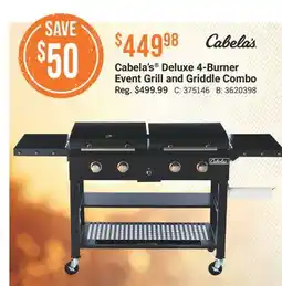 Cabela's Cabela's Deluxe 4-Burner Event Grill and Griddle Combo offer