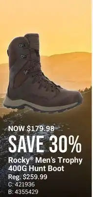 Cabela's Rocky Men's Trophy 400G Hunt Boot offer