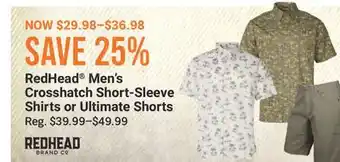 Cabela's RedHead Men's Crosshatch Short-Sleeve Shirts or Ultimate Shorts offer