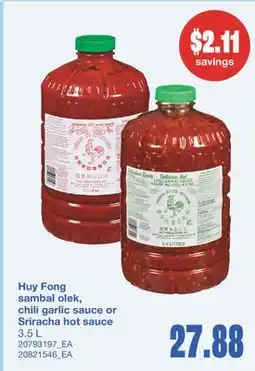 Wholesale Club SAMBAL OLEK, CHILI GARLIC SAUCE OR SRIRACHA HOT SAUCE, 3.5 L offer
