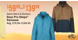 Cabela's Select Men's & Women's Bass Pro Shops Rainwear offer