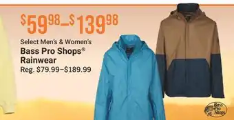 Cabela's Select Men's & Women's Bass Pro Shops Rainwear offer