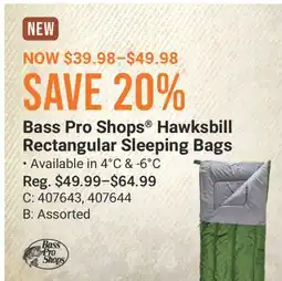 Cabela's Bass Pro Shops Hawksbill Rectangular Sleeping Bags offer