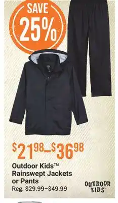 Cabela's Outdoor Kids Rainswept Jackets or Pants offer