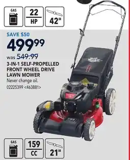 RONA 3-IN-1 SELF-PROPELLED FRONT WHEEL DRIVE LAWN MOWER offer