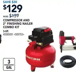 RONA COMPRESSOR AND 2 FINISHING NAILER COMBO KIT 3-HP offer
