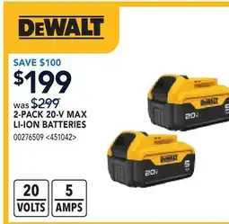RONA DEWALT 2-PACK 20-V MAX LI-ION BATTERIES offer