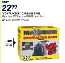 RONA CONTRACTOR GARBAGE BAGS 33 X 48 offer