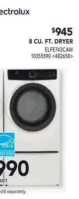 RONA ELECTROLUX 8 CU. FT. DRYER offer
