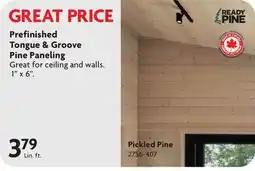 Home Hardware Prefinished Tongue & Groove Pine Paneling - Pickled Pine offer
