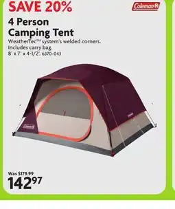 Home Hardware 4 Person Camping Tent offer