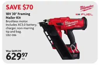 Home Hardware 18V 30° Framing Nailer Kit offer