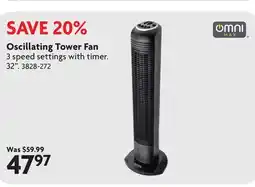 Home Hardware Oscillating Tower Fan offer
