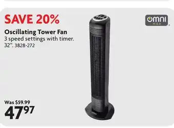 Home Hardware Oscillating Tower Fan offer