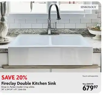 Home Hardware Fireclay Double Kitchen Sink offer