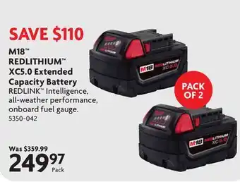 Home Hardware M18 REDLITHIUM XC5.0 Extended Capacity Battery offer