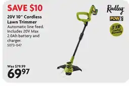 Home Hardware 20V 10 Cordless Lawn Trimmer offer