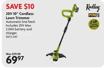 Home Hardware 20V 10 Cordless Lawn Trimmer offer