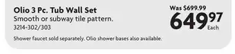 Home Hardware Olio 3 Pc. Tub Wall Set offer